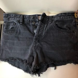 Black wash denim shorts